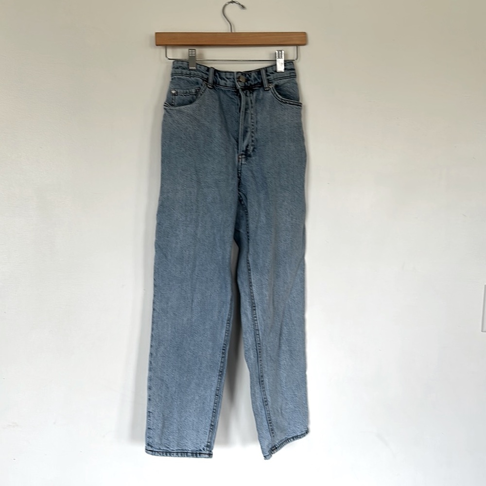 h&m, straight leg, blue jeans, no rips